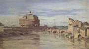 Jean Baptiste Camille  Corot The Castel Sant'Angelo and the Tiber (mk05) oil painting on canvas